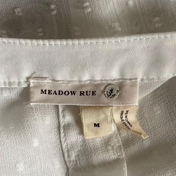 Anthropologie Meadow Rue Blouse White Button Down Lace Embroider Blouse Size Med - Picture 7 of 10